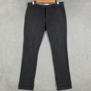 Gustin 186 Chino Pants Mens 33x35 Gray Herringbone Slim Fit Wool Cotton $149